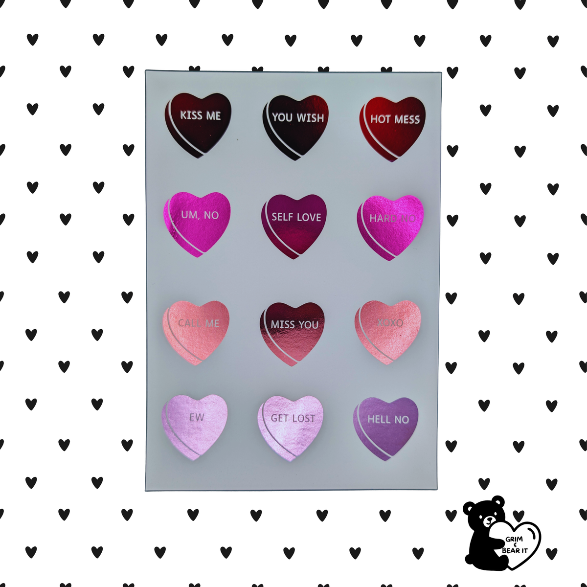 Anti-Valentine Conversation Hearts Foil Print | Sarcastic Love Foil Art (A5)