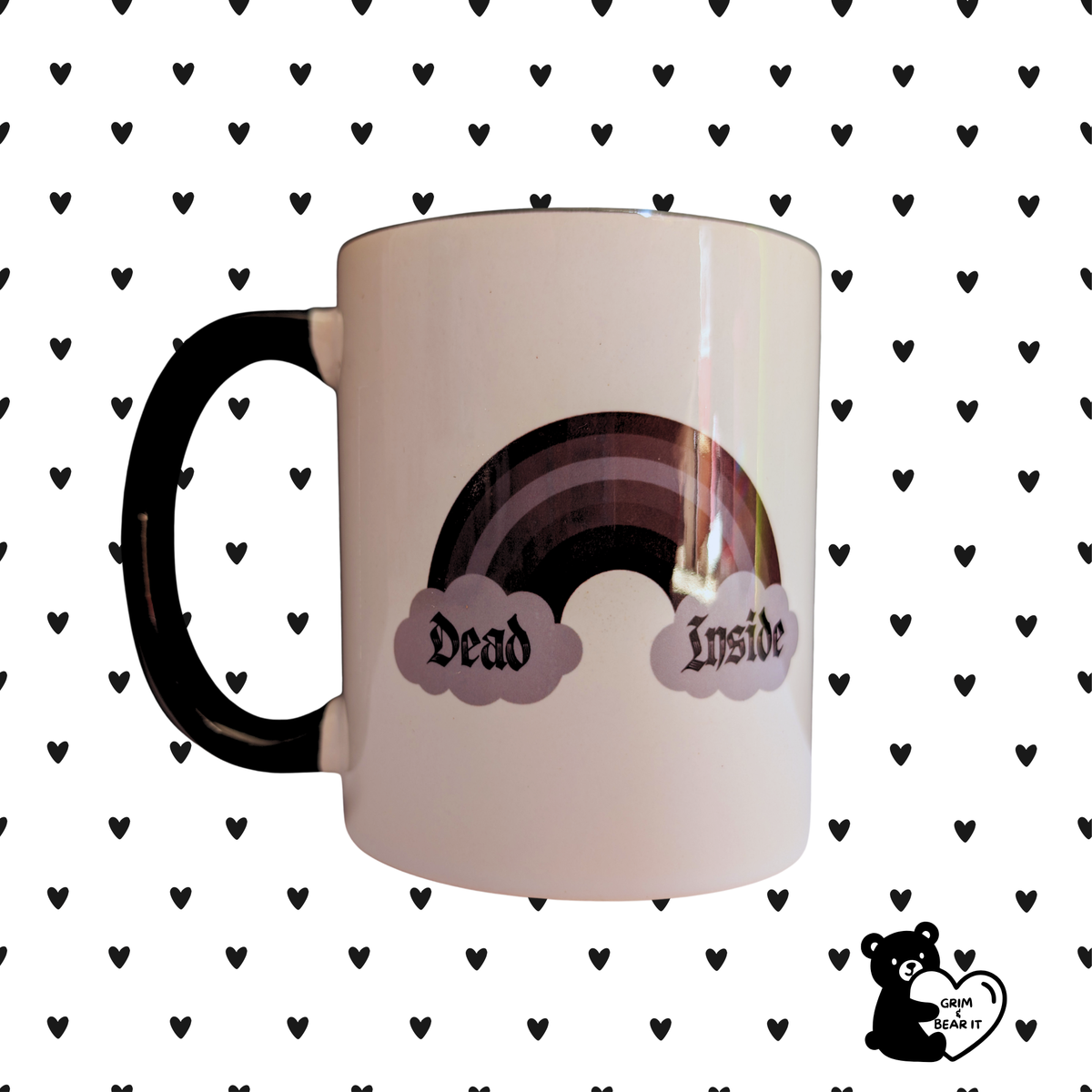 Dead Inside Gothic Rainbow Two-Tone Mug | Sarcastic Dark Humour Coffee Cup