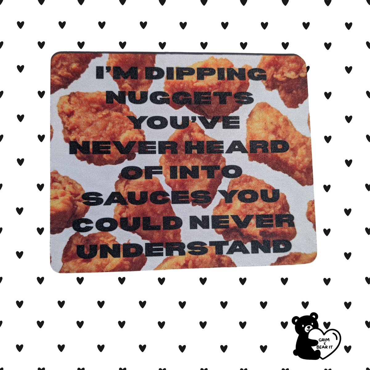 Dipping Nuggets Sarcastic Desk Mat / Mouse Pad | Funny Fast Food Decor
