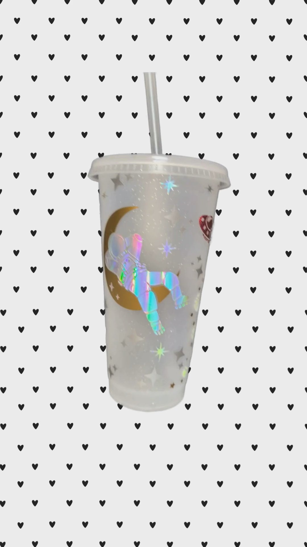 Lost in Space Reusable Cold Cup | Holographic Astronaut Galaxy Tumbler